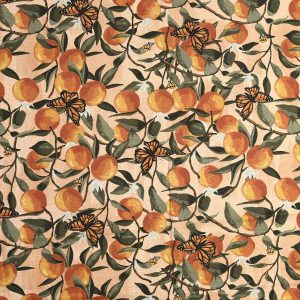 Brent Carlson Butterfly And Orange On Peach Premium Quilt Cotton Fabric