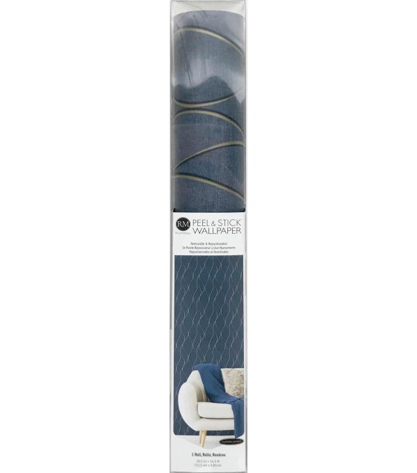 RoomMates Wallpaper Navy Wave Ogee - Image 8