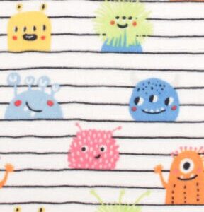 Cute Monsters on Stripes Anti Pill Fleece Fabric