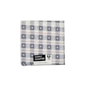 Americana Plaid Stars Navy Cotton Fabric Quarter