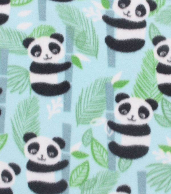 Blizzard Fleece Fabric Panda Aqua - Image 2