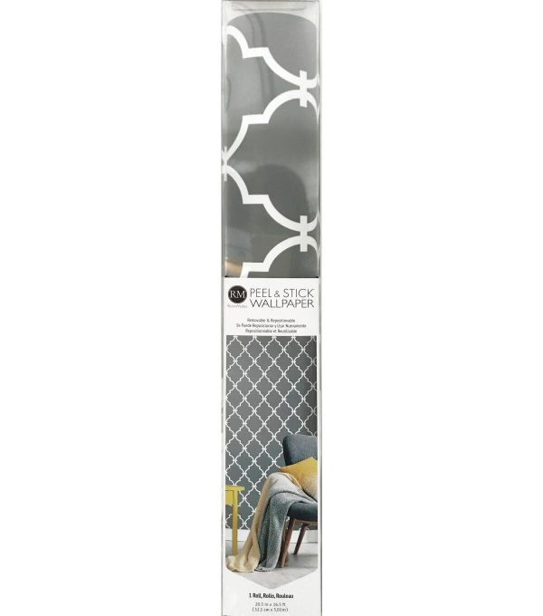 RoomMates Wallpaper Grey Modern Trellis - Image 8