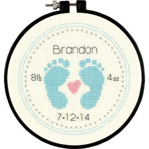 Dimensions Learn A Craft Baby Footprints Counted Cross Stitch Kit