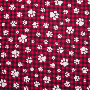 Novelty Cotton Fabric Paws on Buffalo Check