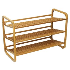 Oceanstar 29.5 x 20 Brown 3 Tier Bamboo Shoe Rack