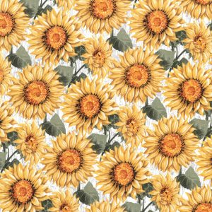 Sunflower Distressed Wood Harvest Cotton Fabric