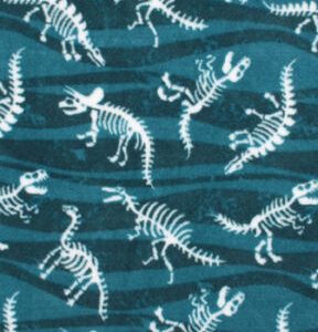 Dinosaur Fossils on Blue Anti Pill Fleece Fabric