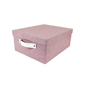 14 Pink Heather Pattern Rectangle Box With Lid   Carrying Handles