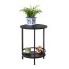 Honey Can Do 2 Tier Round Side Table Black