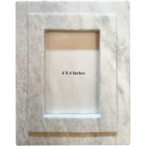 4 x 6 White Grooved Marble Tabletop Picture Frame by Place   Time