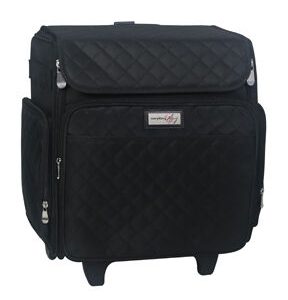 Everything Mary 15.5 Black Quilted Collapsible Rolling Craft Bag