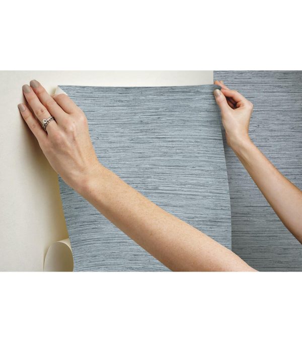 RoomMates Faux Grasscloth Peelable Wallpaper Blue - Image 2