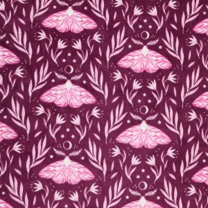 Pink Warm Cottage Moth Luxe Fleece Fabric