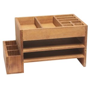 All The Rages Home Office Tiered Desk Organizer Natural Wood