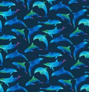 Fabric Traditions Blue Ombre Dolphins Novelty Cotton Fabric - 1