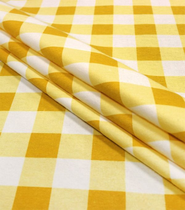 Gingham Yellow Super Snuggle Cotton Fabric - Image 2