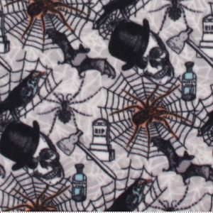 Black Spooky Halloween Anti Pill Fleece Fabric