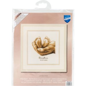 Vervaco 6.5 x 8 Little Feet Record on Aida Counted Cross Stitch Kit