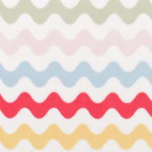 Wavy Stripe on White Anti Pill Plush Fleece Fabric