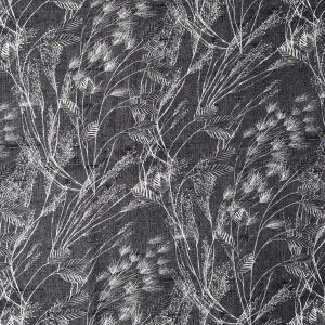 Gray Feathery Plants on Black Quilt Cotton Fabric by Keepsake Calico