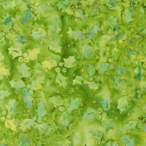 Green Winter Wishes Holly Christmas Metallic Cotton Fabric