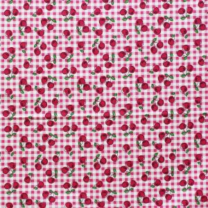 Cherries On Pink Plaid Novelty Cotton Fabric