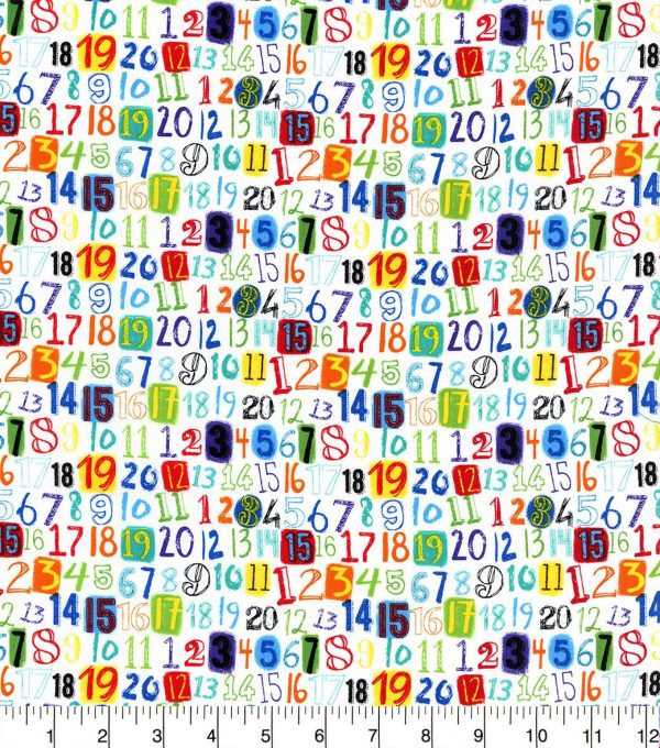 Blue Bright Numbers Novelty Cotton Fabric - Image 2