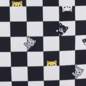 Cat Checkerboard Blizzard Prints Fleece Fabric