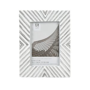 5 x 7 White Sculpted Resin Tabletop Picture Frame by Place   Time