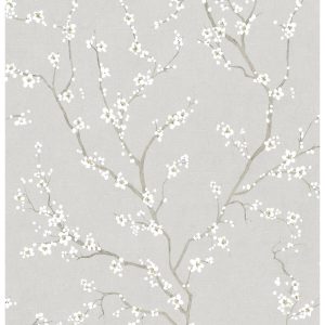 RoomMates Wallpaper Grey Cherry Blossom