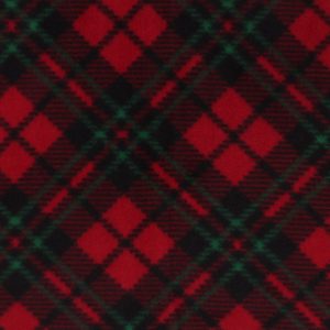 Red   Green Diagonal Plaid Anti Pill Fleece Fabric