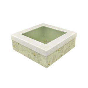 8.5 Bees on White   Green Storage Box With Window Lid by Place   Time
