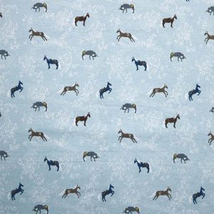 Horses on Blue Super Snuggle Flannel Fabric