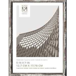 5 x 7 Silver Cast Metal Tabletop Picture Frame by Place   Time