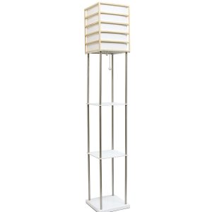 All The Rages 1 Light Metal Floor Lamp with Storage Shelves Light Wood