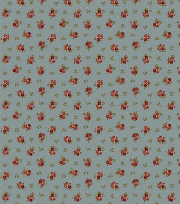 Roses on Blue Premium Cotton Fabric - Image 2