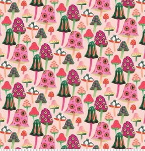 Pink Mushrooms Novelty Cotton Fabric