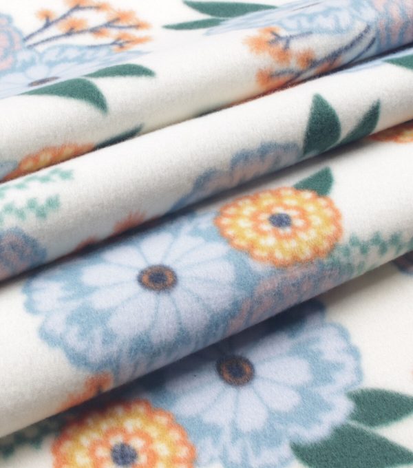 White Floral Blizzard Fleece Fabric - Image 3