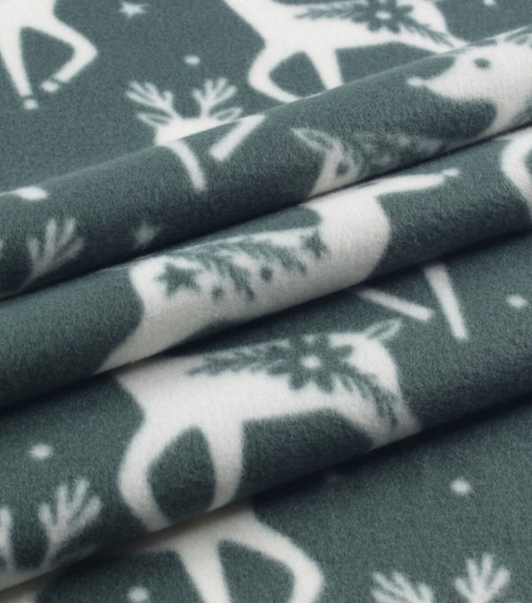 Green Deer Icons Blizzard Fleece Fabric - Image 3