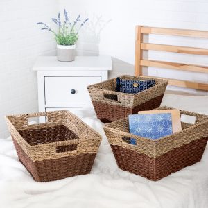 Honey Can Do 12 x 17 Seagrass Rectangle Nesting Baskets 3ct