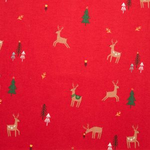 Trees   Deer on Red Super Snuggle Christmas Flannel Fabric by POP!