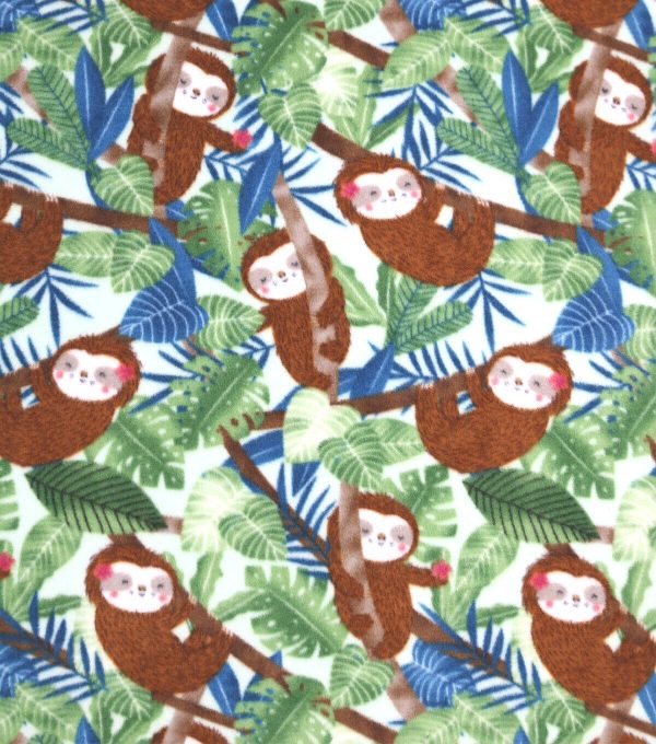 Jungle Sloths Anti Pill Fleece Fabric - Image 2
