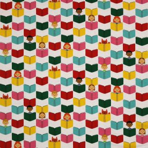 Multicolor Book Reading Super Snuggle Flannel Fabric by POP!