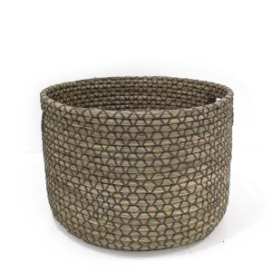 16 Seagrass Woven Basket With Cutout Handle by Place   Time