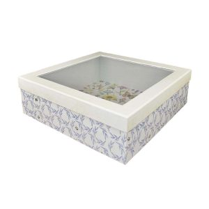 12.5 Bees on White   Blue Storage Box With Window Lid by Place   Time
