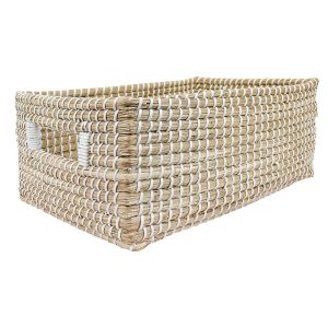 14 Natural   White Stitch Woven Basket by Place   Time