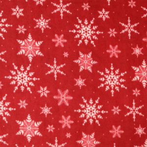 Snowflakes on Red Anti Pill Fleece Fabric