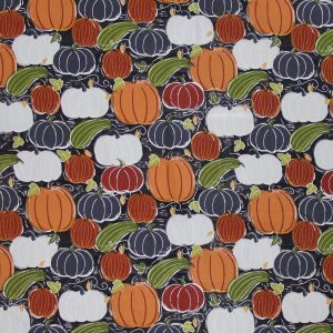 Modern Pumpkins Gourds Harvest Cotton Fabric