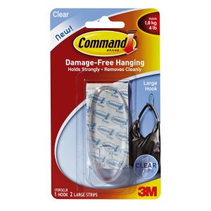 Command 4lbs Clear Large Hook   Strips 3ct