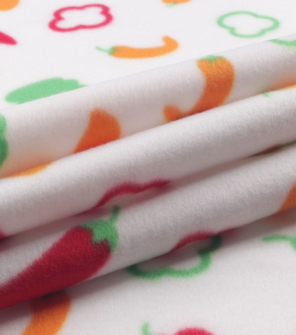 Peppers on White Blizzard Fleece Fabric - Image 3